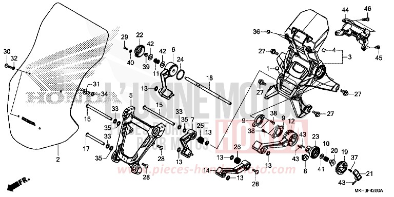 PARE-BRISE for ADV750 MAT BULLET SILVER (NH389) from 2020