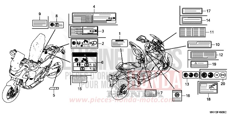 ETIQUETTE DE PRECAUTIONS for ADV750 MAT BULLET SILVER (NH389) from 2020