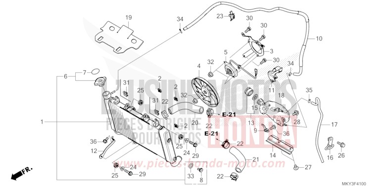 RADIATOR for CB650R MAT GUNPOWDER BLACK METALLIC (NH436) from 2022