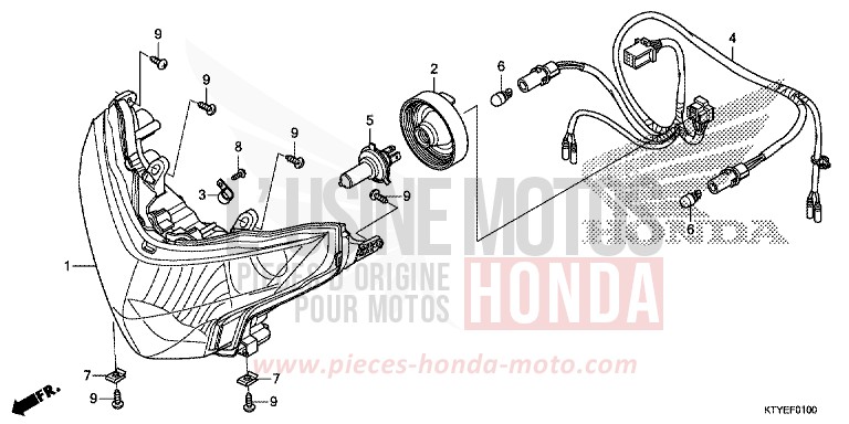 PROJECTEUR for CBR125R NITRIC ORANGE (YR271) from 2015