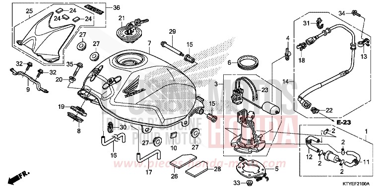 RESERVOIR A CARBURANT for CBR125R NITRIC ORANGE (YR271) from 2015