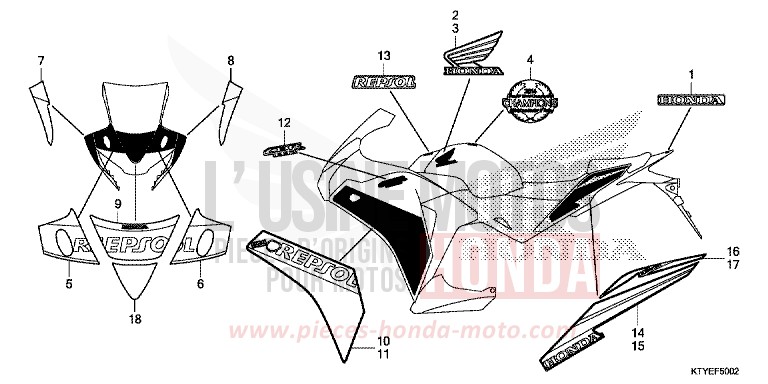 MARQUE/RAYURE (CBR125RSF) for CBR125R NITRIC ORANGE (YR271) from 2015