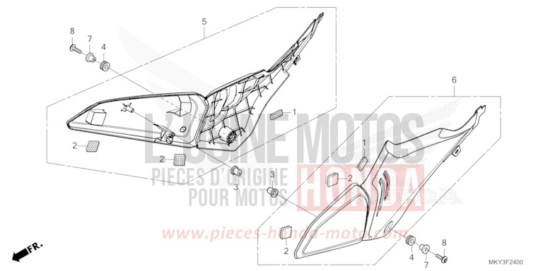 SIDE COVER for CB650R MAT JEANS BLUE MATALLIC (PB417) from 2022