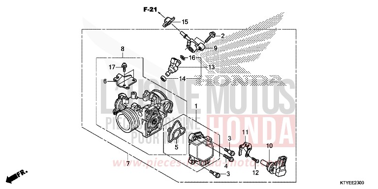 THROTTLE BODY for CBR125R ROSS WHITE (NH196) from 2015