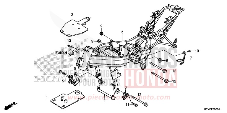 FRAME BODY for CBR125R ROSS WHITE (NH196) from 2015