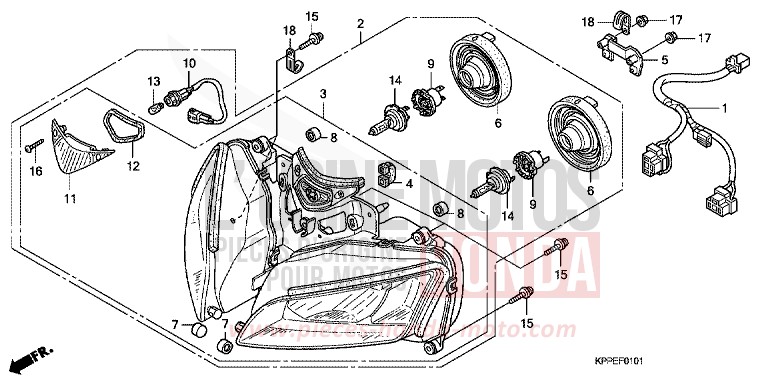PROJECTEUR (CBR125RW7/RW9/RWA) for CBR125RW GRAPHITE BLACK (NHB01) from 2009