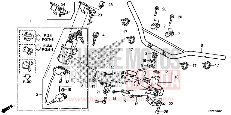 HANDLE PIPE/TOP BRIDGE for CRF250LA EXTREME RED (R292) from 2017