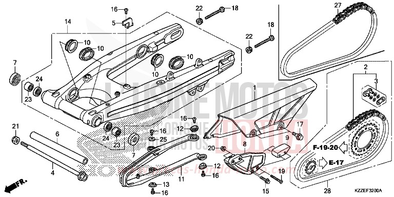 SWINGARM for CRF250LA EXTREME RED (R292) from 2017