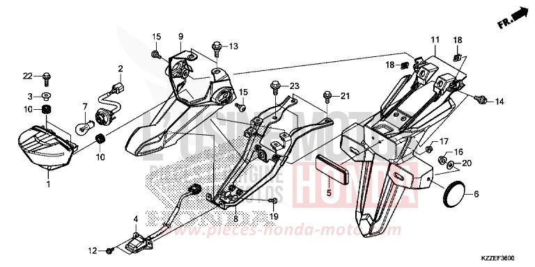 TAILLIGHT for CRF250LA EXTREME RED (R292) from 2017