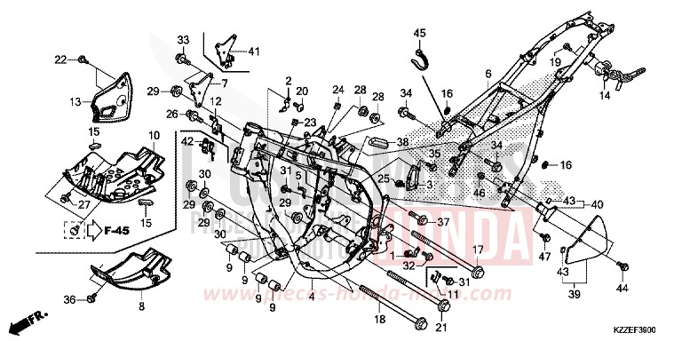 FRAME BODY for CRF250LA EXTREME RED (R292) from 2017