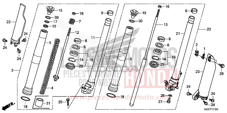 FRONT FORK for CRF250LA NOIR (NH1) from 2019
