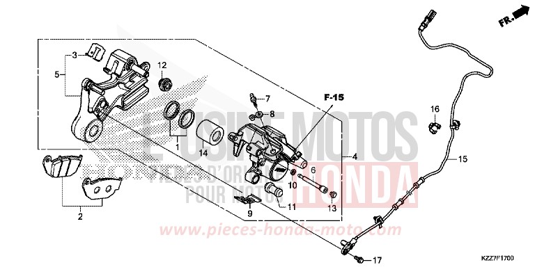 REAR BRAKE CALIPER for CRF250LA NOIR (NH1) from 2019
