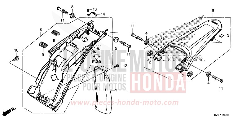 REAR FENDER for CRF250LA NOIR (NH1) from 2019