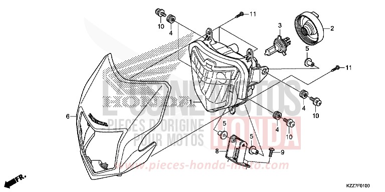 PROJECTEUR (CRF250L/LA) for CRF250LA EXTREME RED (R292) from 2019