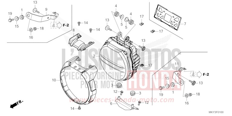 HEADLIGHT (CB650RA) for CB650R SWORD SILVER METALLIC (NHA95) from 2022