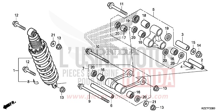 REAR CUSHION for CRF250LA EXTREME RED (R292) from 2019