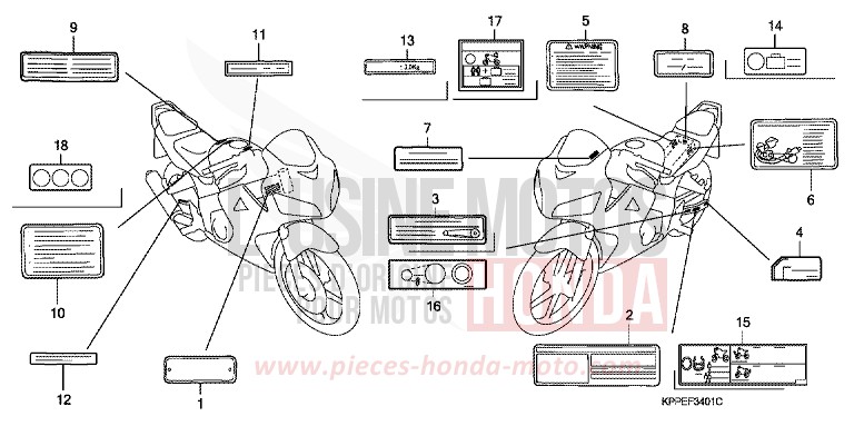 ETIQUETTE DE PRECAUTIONS (CBR125RW7/RW9/RWA) for CBR125RW GRAPHITE BLACK (NHB01) from 2010