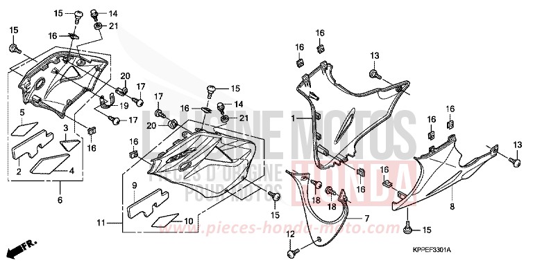 PANNEAU INFERIEUR (CBR125RW7/RW9/RWA) for CBR125RW ROSS WHITE (NH196H) from 2010