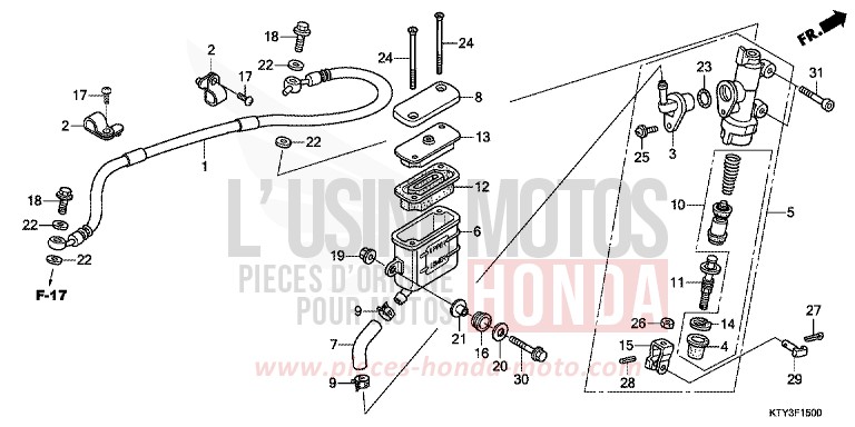 MAÎTRE-CYLINDRE DE FREIN ARRIÈRE for CBR125RW ASTEROID BLACK METALLIC (NHA35) from 2011