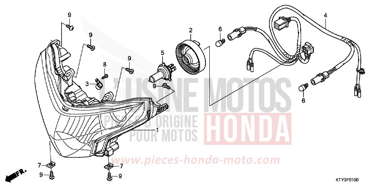 PROJECTEUR for CBR125RW TERRA SILVER METALLIC (NH262) from 2011