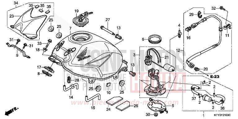 RESERVOIR A CARBURANT for CBR125RW TERRA SILVER METALLIC (NH262) from 2011
