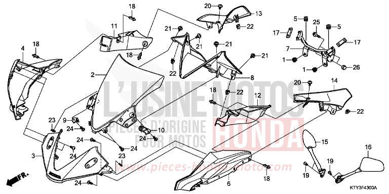 PANNEAU SUPERIEUR for CBR125RW TERRA SILVER METALLIC (NH262) from 2011