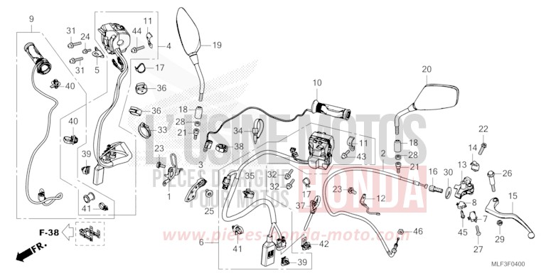 HANDLE SWITCH/LEVER/CABLE/MIRROR (NT1100A) for NT1100 MAT IRIDIUM GRAY METALLIC (NHC64) from 2022