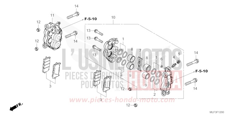 FRONT BRAKE CALIPER for NT1100 GRAPHITE BLACK (NHB01) from 2022