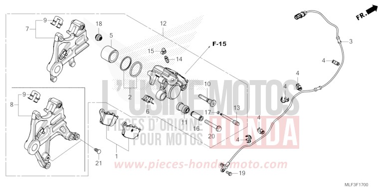 REAR BRAKE CALIPER for NT1100 GRAPHITE BLACK (NHB01) from 2022