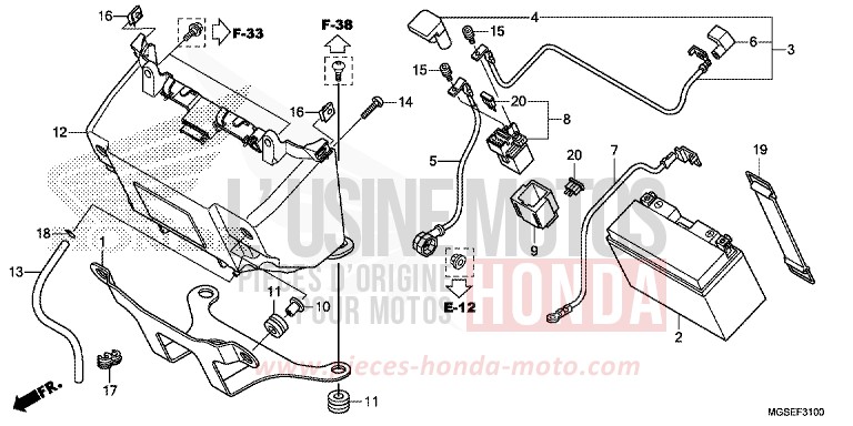 BATTERY for NC700S PEARL SUNBEAM WHITE (NHA66) from 2013