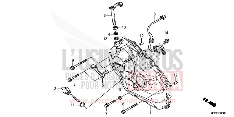 RIGHT CRANKCASE COVER (NC700S/SA) for NC700S SEAL SILVER METALLIC (NHA14) from 2013