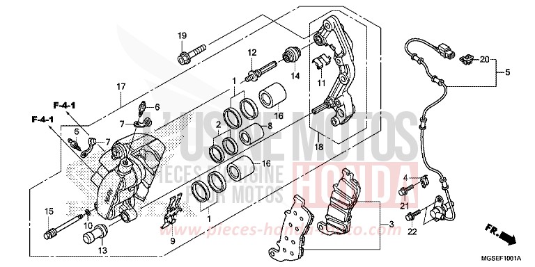 FRONT BRAKE CALIPER (NC700SA/SD) for NC700S SEAL SILVER METALLIC (NHA14) from 2013