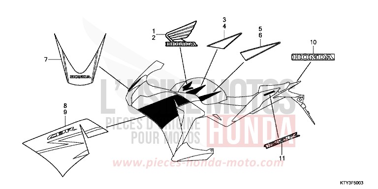MARCA/STRISCIA (4) per CBR125RT ROSS WHITE (NH196) del 2013