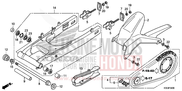 SWINGARM for CBR300R MILLENNIUM RED (R263) from 2015