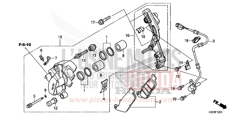 FRONT BRAKE CALIPER (CBR250RA/300RA) for CBR300RA NITRIC ORANGE (YR271) from 2015