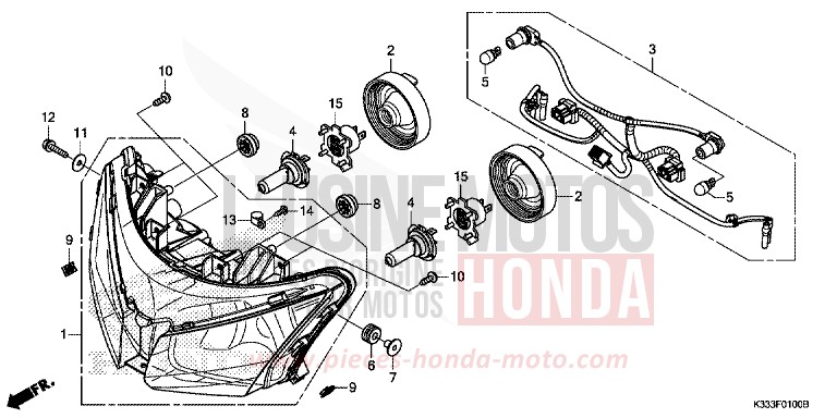HEADLIGHT for CBR300RA NITRIC ORANGE (YR271X) from 2015
