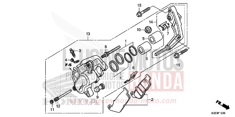 FRONT BRAKE CALIPER (CBR250R/300R) for CBR300R NITRIC ORANGE (YR271X) from 2015