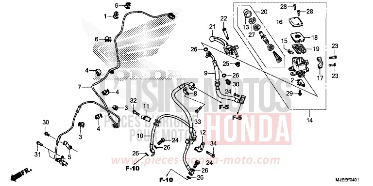 FRONT BRAKE MASTER CYLINDER (CB650FA) (1) for CB650F PEARL QUEEN BEE YELLOW (Y217) from 2014