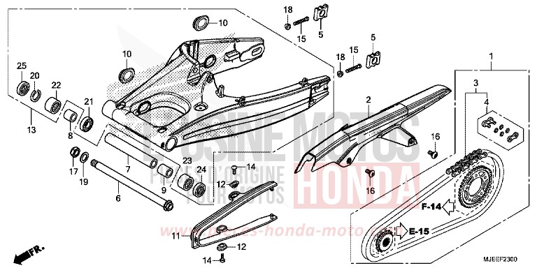 SWINGARM for CB650F PEARL QUEEN BEE YELLOW (Y217) from 2014