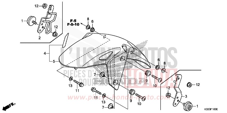 FRONT FENDER for CBR300R MAT GUNPOWDER BLACK METALLIC (NH436) from 2016