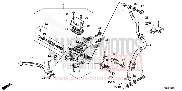 FRONT BRAKE MASTER CYLINDER (CBR250R/300R) for CBR300R MILLENNIUM RED (R263) from 2016
