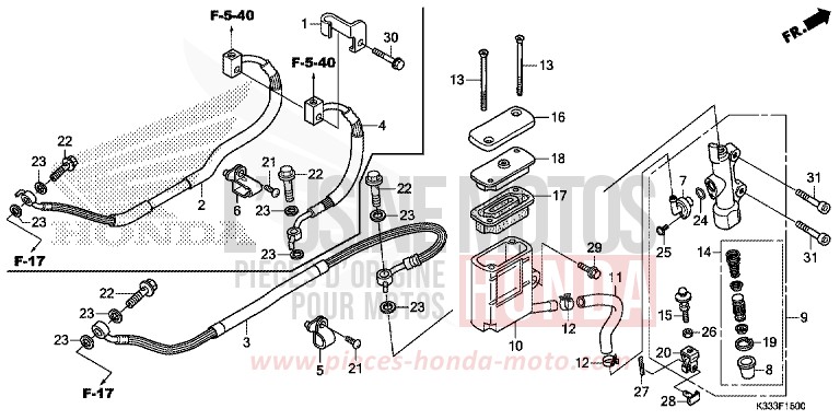 REAR BRAKE MASTER CYLINDER for CBR300R MILLENNIUM RED (R263) from 2016