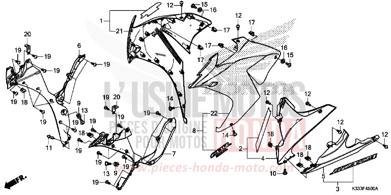 MIDDLE COWL/UNDER COWL for CBR300R LEMON ICE YELLOW (Y196) from 2016