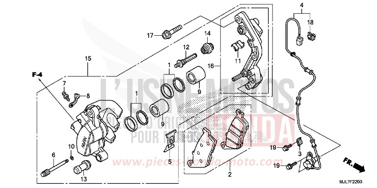 FRONT BRAKE CALIPER for NC750D MAT GUNPOWDER BLACK METALLIC (NH436) from 2014