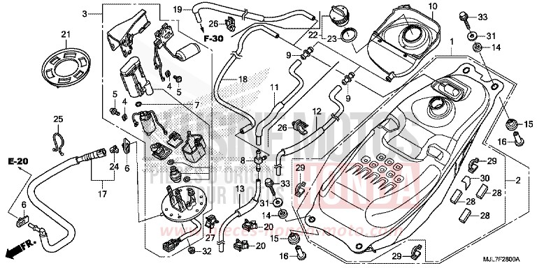 FUEL TANK/FUEL PUMP for NC750D MAT GUNPOWDER BLACK METALLIC (NH436) from 2014