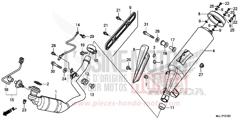 EXHAUST MUFFLER for NC750D MAT GUNPOWDER BLACK METALLIC (NH436) from 2014
