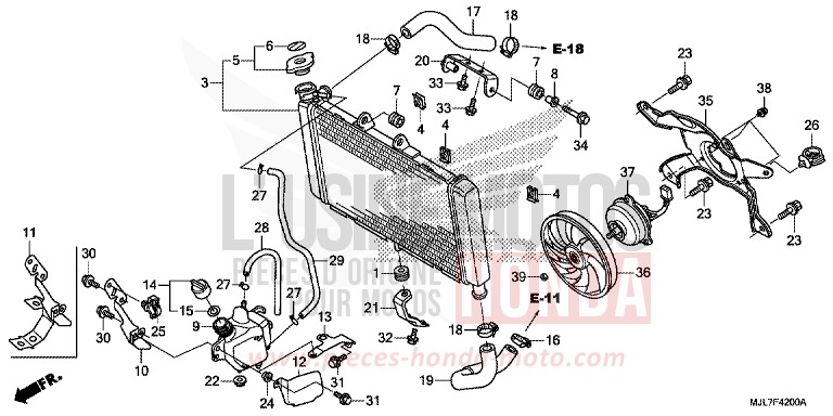 RADIATOR for NC750D MAT GUNPOWDER BLACK METALLIC (NH436) from 2014