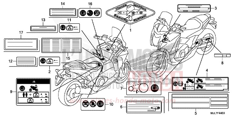 CAUTION LABEL for NC750D CANDY ARCADIAN RED (R305) from 2014