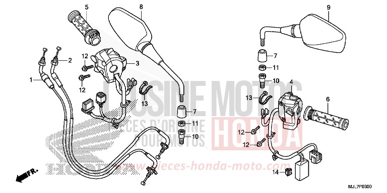 SWITCH/CABLE/MIRROR for NC750D GRAPHITE BLACK (NHB01) from 2014