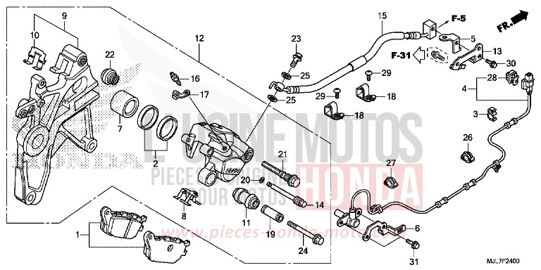 REAR BRAKE CALIPER for NC750D GRAPHITE BLACK (NHB01) from 2014